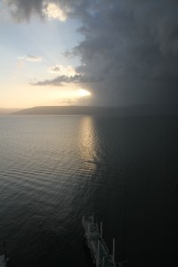 Remnants of the morning shower that rolled across Tiberius and the Sea of Galilee at daybreak. 
