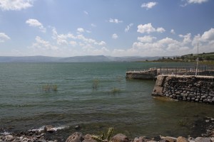The shore of the Sea of Galilee in Capharnaum. 