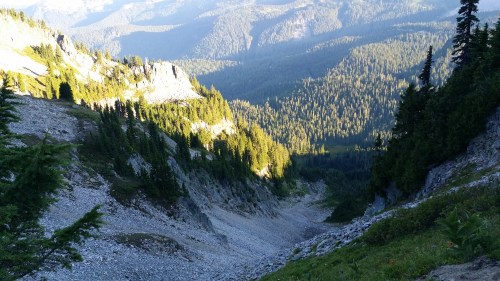 A shot of the scree field as I am about to cross it. 