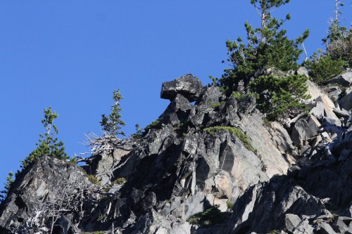 Balancing rock above the trail.  I saw movement sink across the trail ahead of me just after taking this pic.