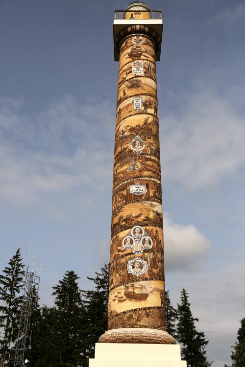 Astoria Column on the brow of the highest hill in Astoria. 
